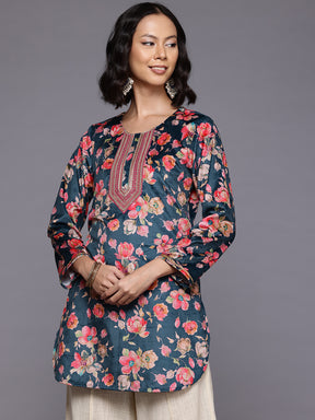 Floral Printed Velvet Tunic