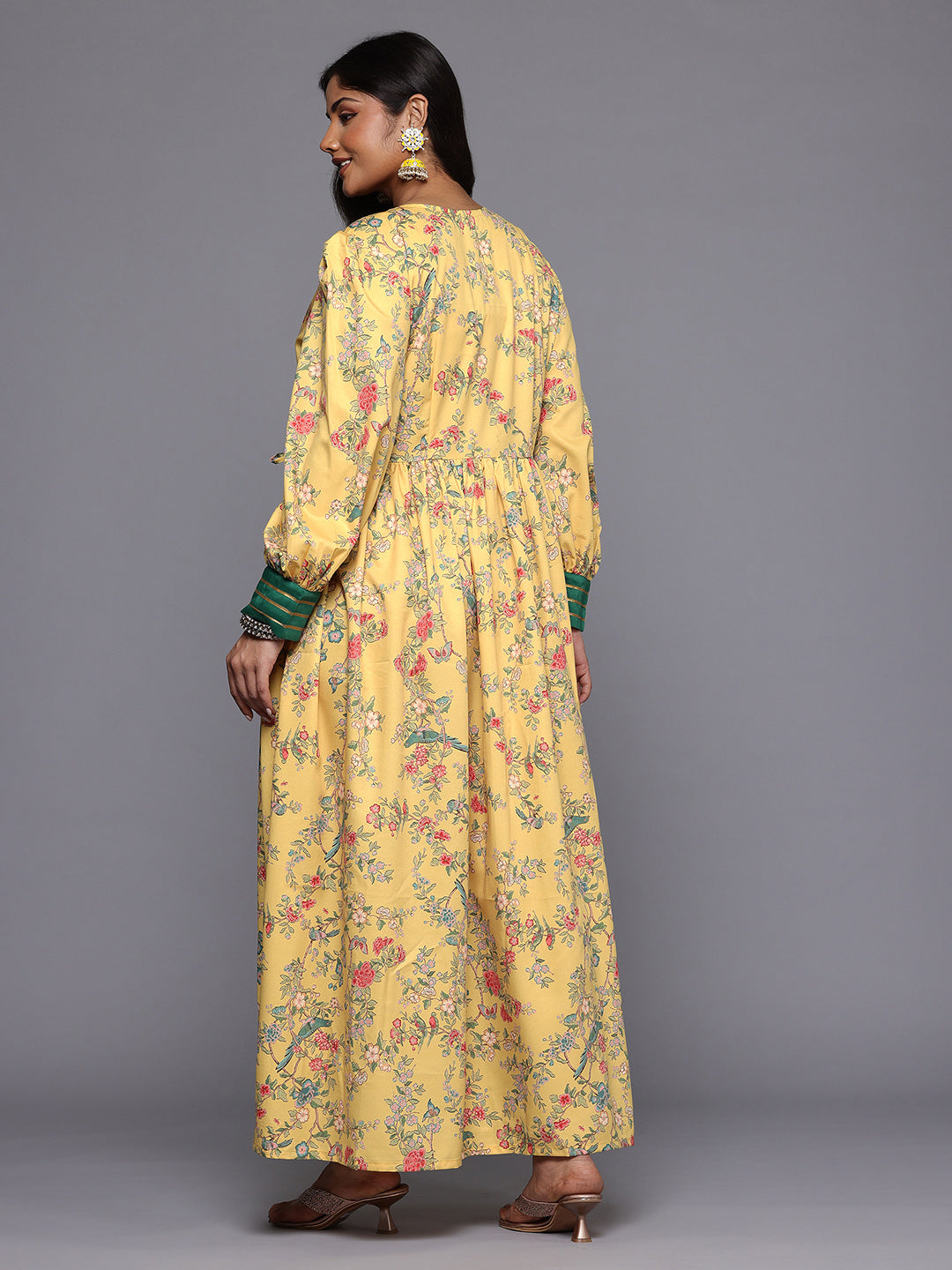 A PLUS BY AHALYAA Plus Size Floral Printed Crepe Wrap Maxi Ethnic Dress