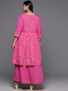 A PLUS BY AHALYAA Floral Printed Layered A-Line Maxi Dress