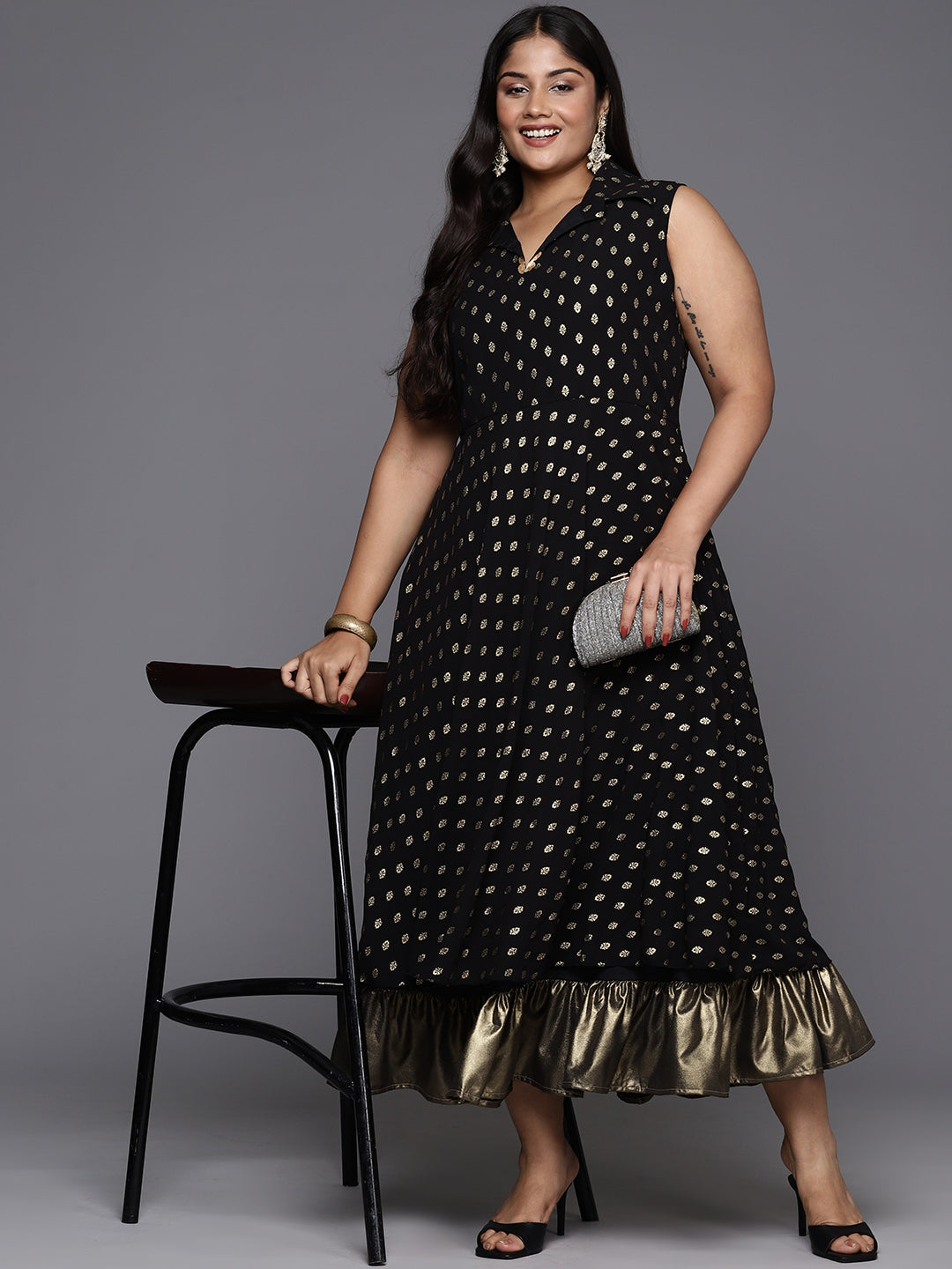 A PLUS BY AHALYAA Ethnic Motifs Printed A-Line Midi Dress