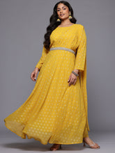 A PLUS BY AHALYAA Plus Size Ethnic Printed Maxi Ethnic Gown With Embellished Detail