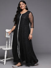 Women Plus Size Star Print Net A-Line Maxi Dress