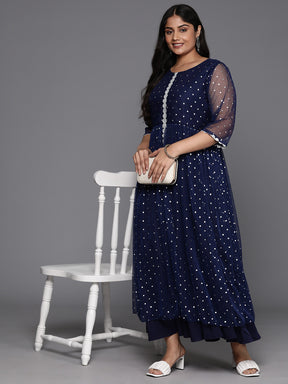 Plus Size Polka Dots Print A-Line Maxi Ethnic Dress