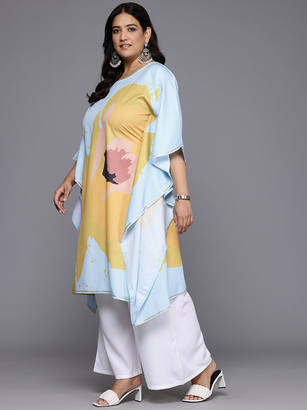 Plus Size Printed Gotta Patti Kurta with Palazzos