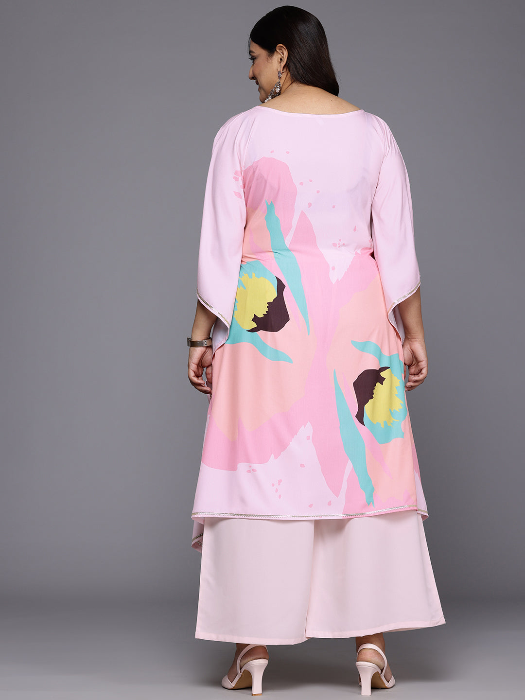 Plus Size Printed Gotta Patti Kurta With Palazzos