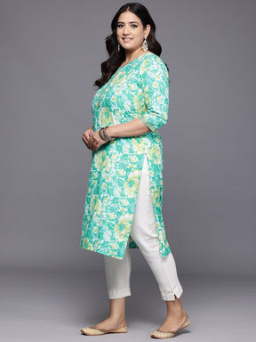 Plus Size Floral Printed Pure Cotton Kurta