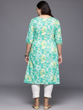 Plus Size Floral Printed Pure Cotton Kurta