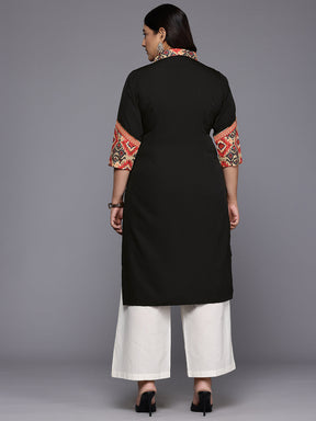 Plus Size Printed Gotta Patti Crepe Kurta