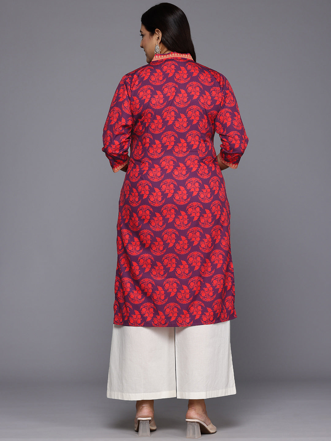 Plus Size Floral Printed Floral Crepe Kurta