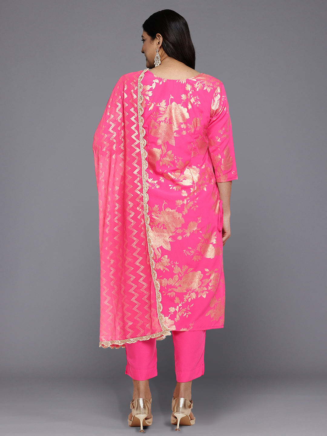 Women Floral Printed Regular Kurta with Trousers & With Dupatta