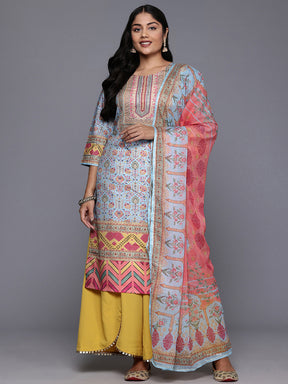 Women Floral Printed Regular Gotta Patti Kurta with Palazzos & With Dupatta