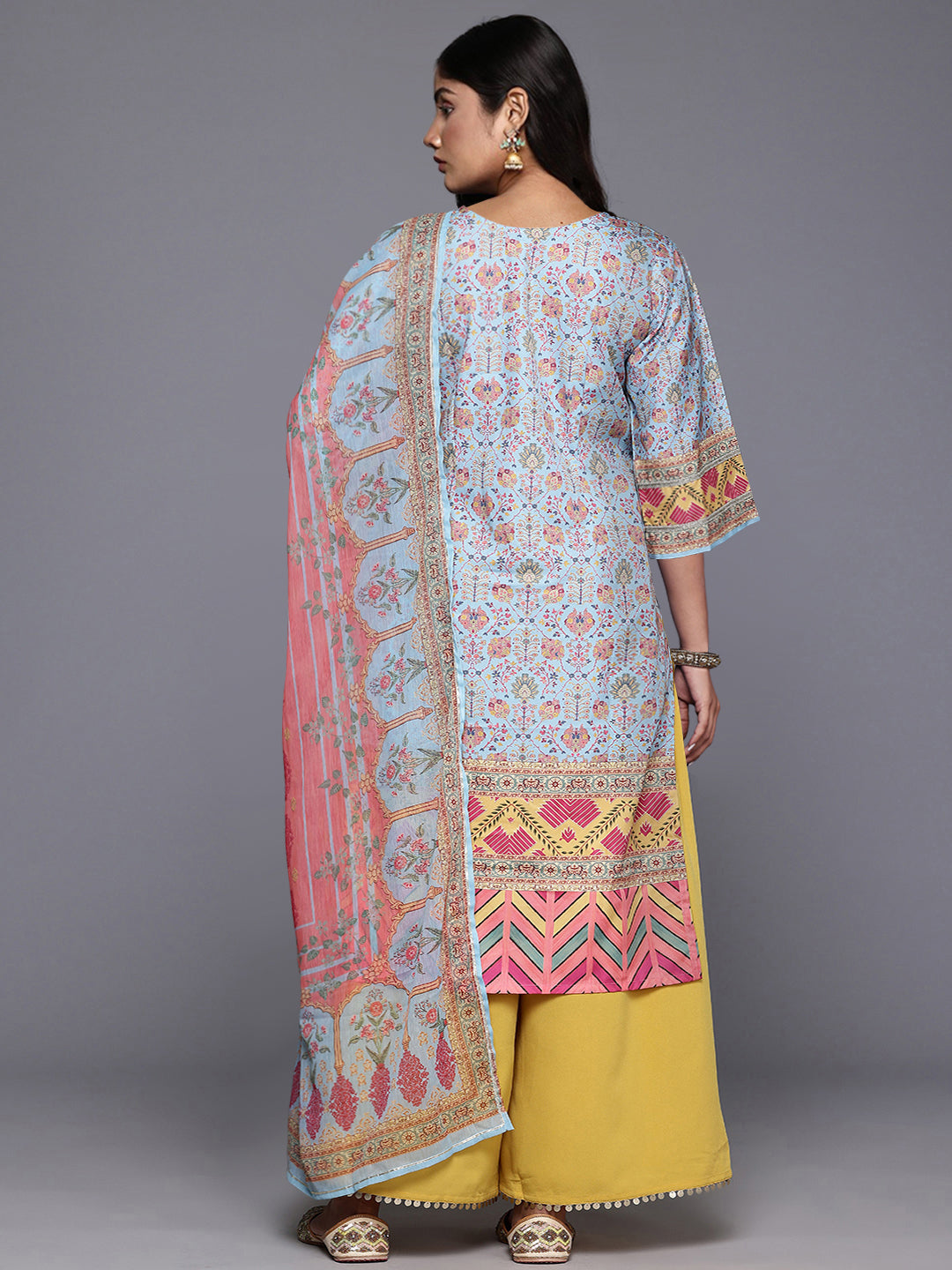 Women Floral Printed Regular Gotta Patti Kurta with Palazzos & With Dupatta