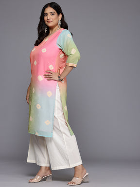 Plus Size Bandhani Printed Georgette Kurta