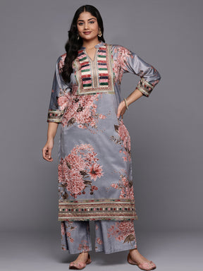 Ahalyaa Plus Size Digital Printed Velvet Kurta and Palazzo Set