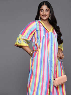 A PLUS BY AHALYAA Women Striped Regular Kurta with Palazzos