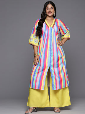 A PLUS BY AHALYAA Women Striped Regular Kurta with Palazzos