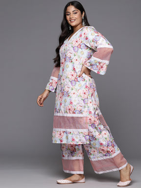 A PLUS BY AHALYAA Women Floral Printed Regular Kurta with Palazzos