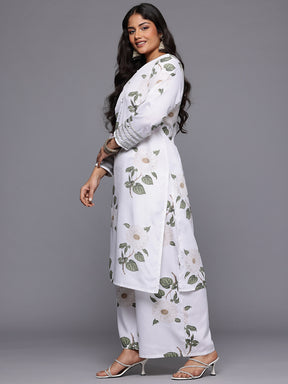 A PLUS BY AHALYAA Plus Size Floral Printed Kurta with Palazzos & With Dupatta