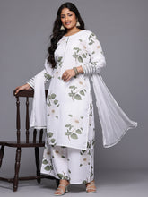 A PLUS BY AHALYAA Plus Size Floral Printed Kurta with Palazzos & With Dupatta