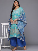 A PLUS BY AHALYAA Plus Size Bandhani Printed Gotta Patti Kurta with Palazzos