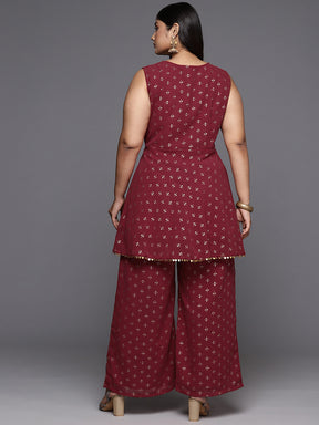 A PLUS BY AHALYAA Plus Size Ethnic Motifs Printed Regular Kurti with Palazzos