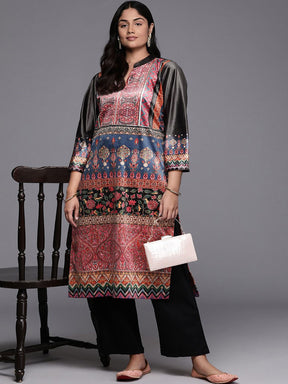 Women Ethnic Motifs Printed Gotta Patti Velvet Kurta