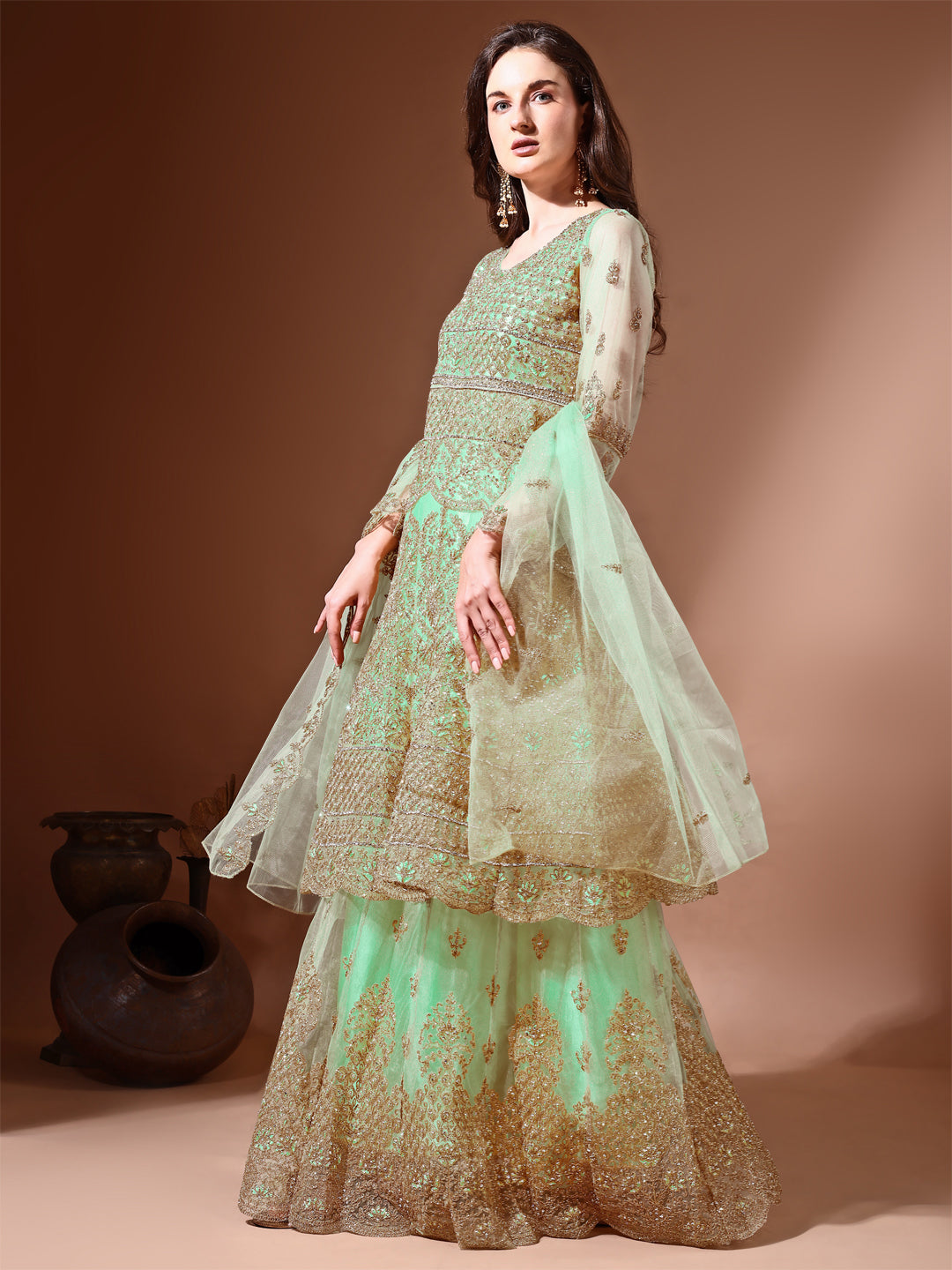 Ahalyaa Embroidered Semi-Stitched Dress Material