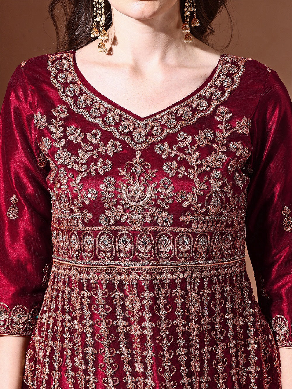 Embroidered Semi-Stitched Dress Material