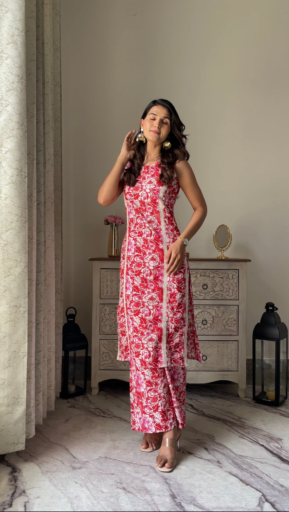 Women Floral Printed Regular Pure Cotton Kurta with Palazzos