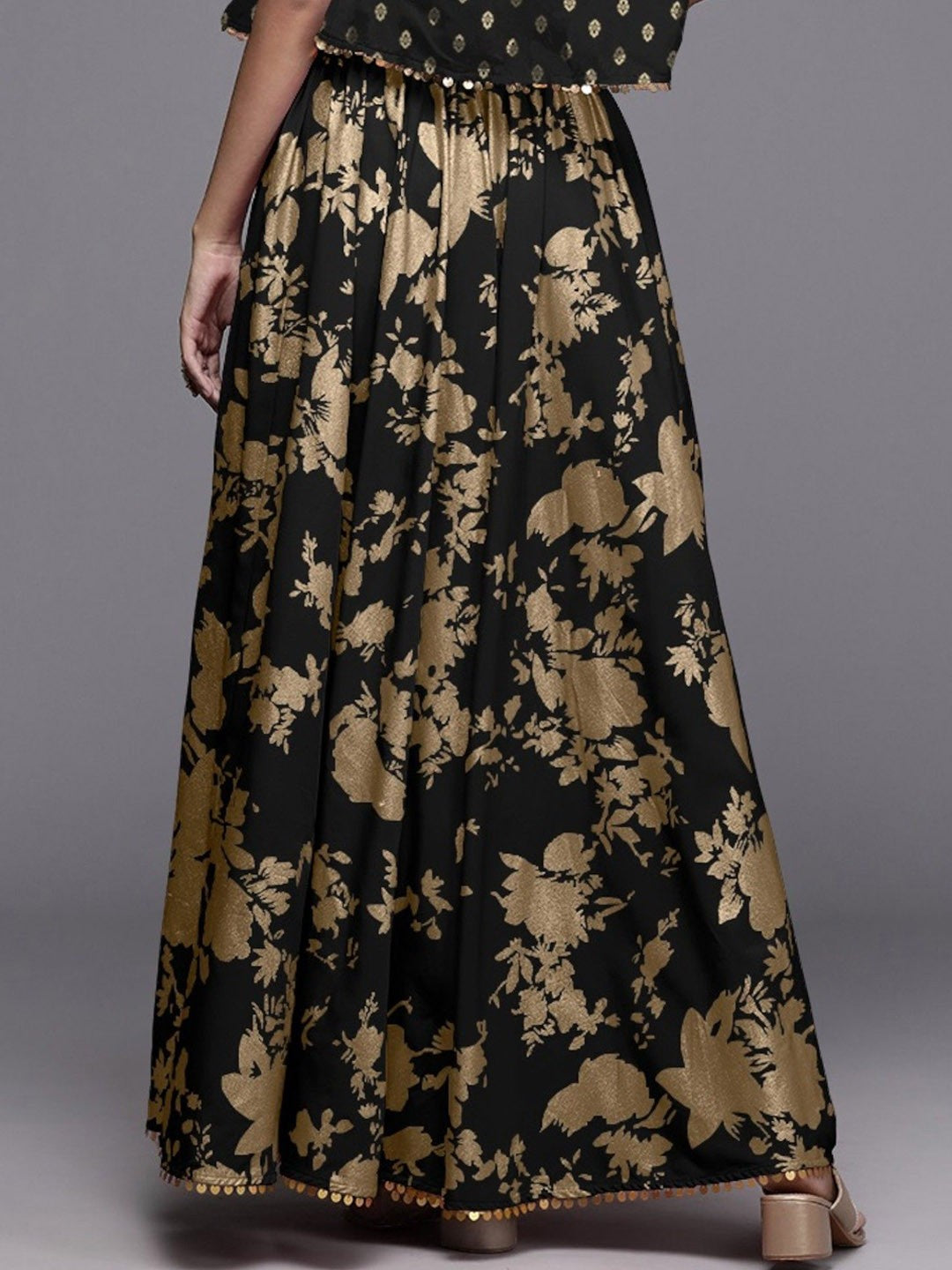 Printed Flared Maxi Skirt