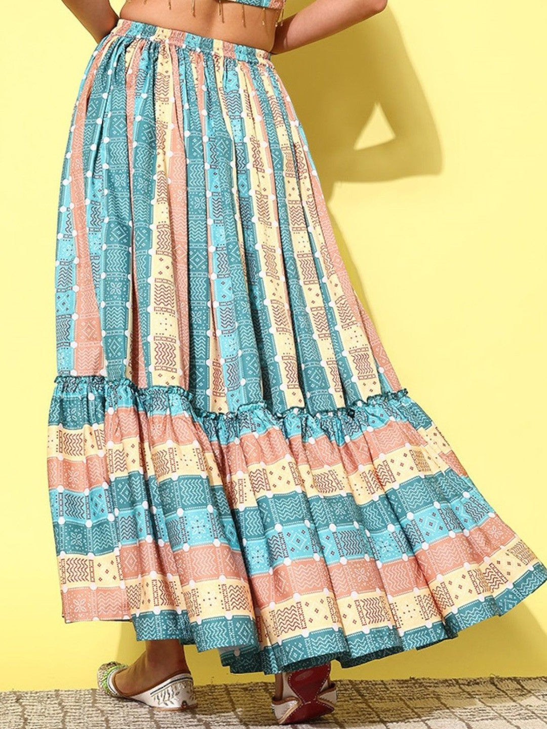 Printed Flared Maxi Skirt