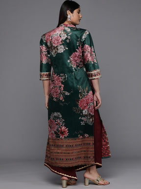 Women Floral Printed Gotta Patti Velvet Kurta