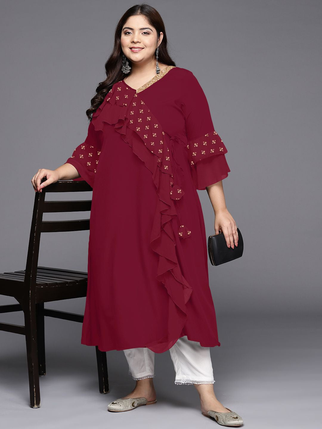 Women Printed Flared Sleeves A line Kurta