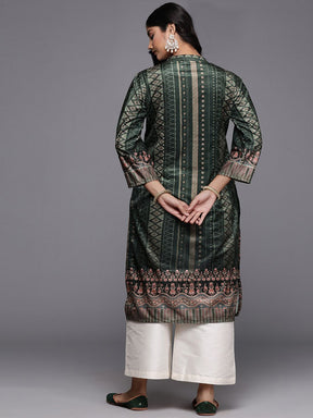 Women Geometric Printed Gotta Patti Velvet Kurta