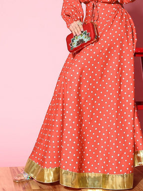 Women Printed Flared Maxi Skirt