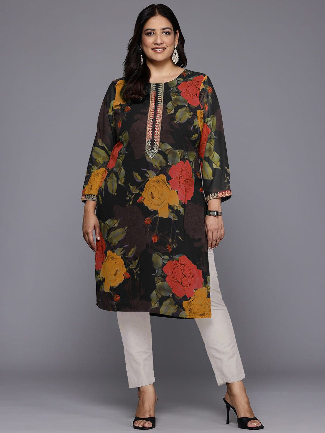 Women Floral Printed Floral Georgette Kurta