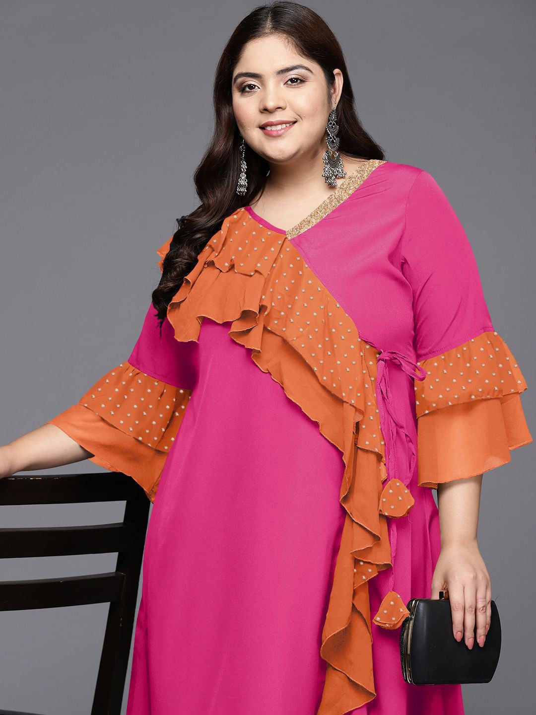 Women Printed Flared Sleeves A line Kurta