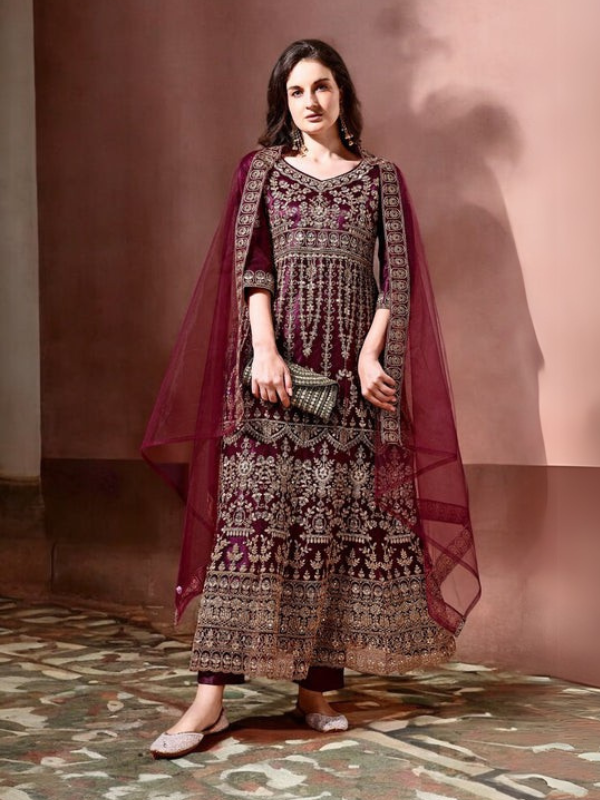 Ahalyaa Embroidered Semi-Stitched Dress Material