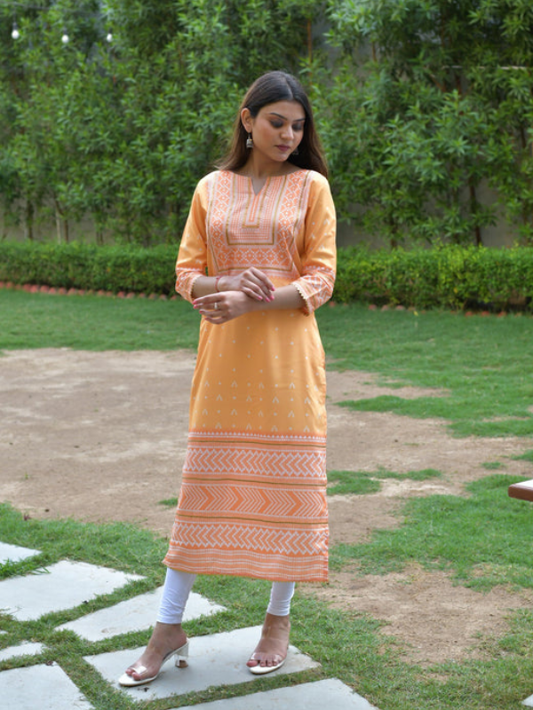 Yellow Digital Print Kurta