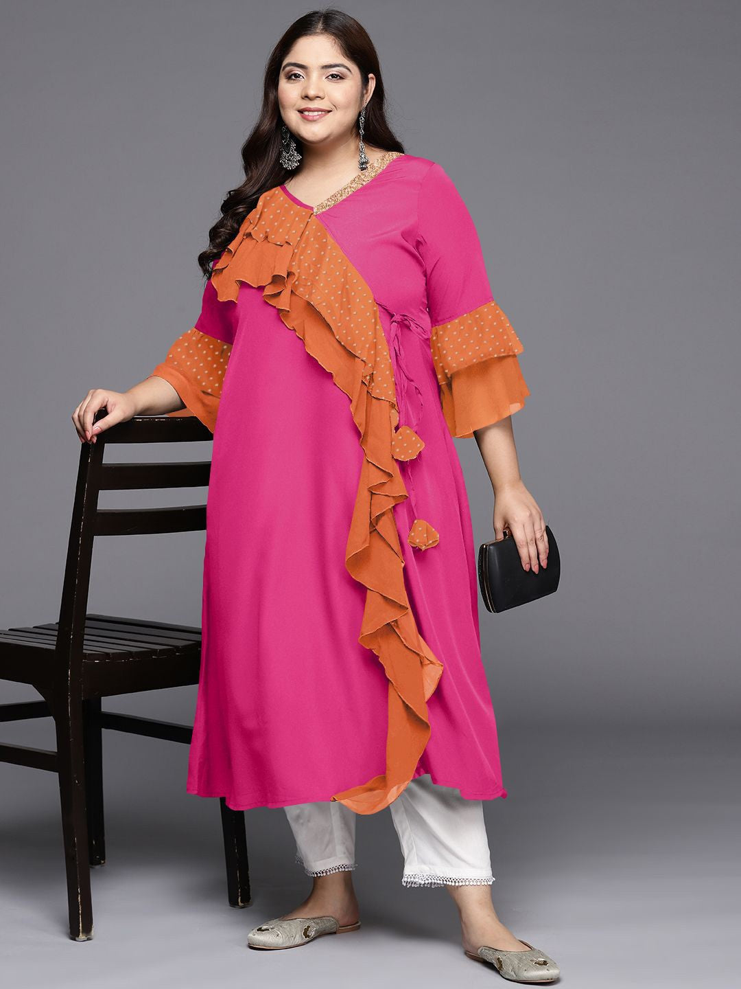 Women Printed Flared Sleeves A line Kurta