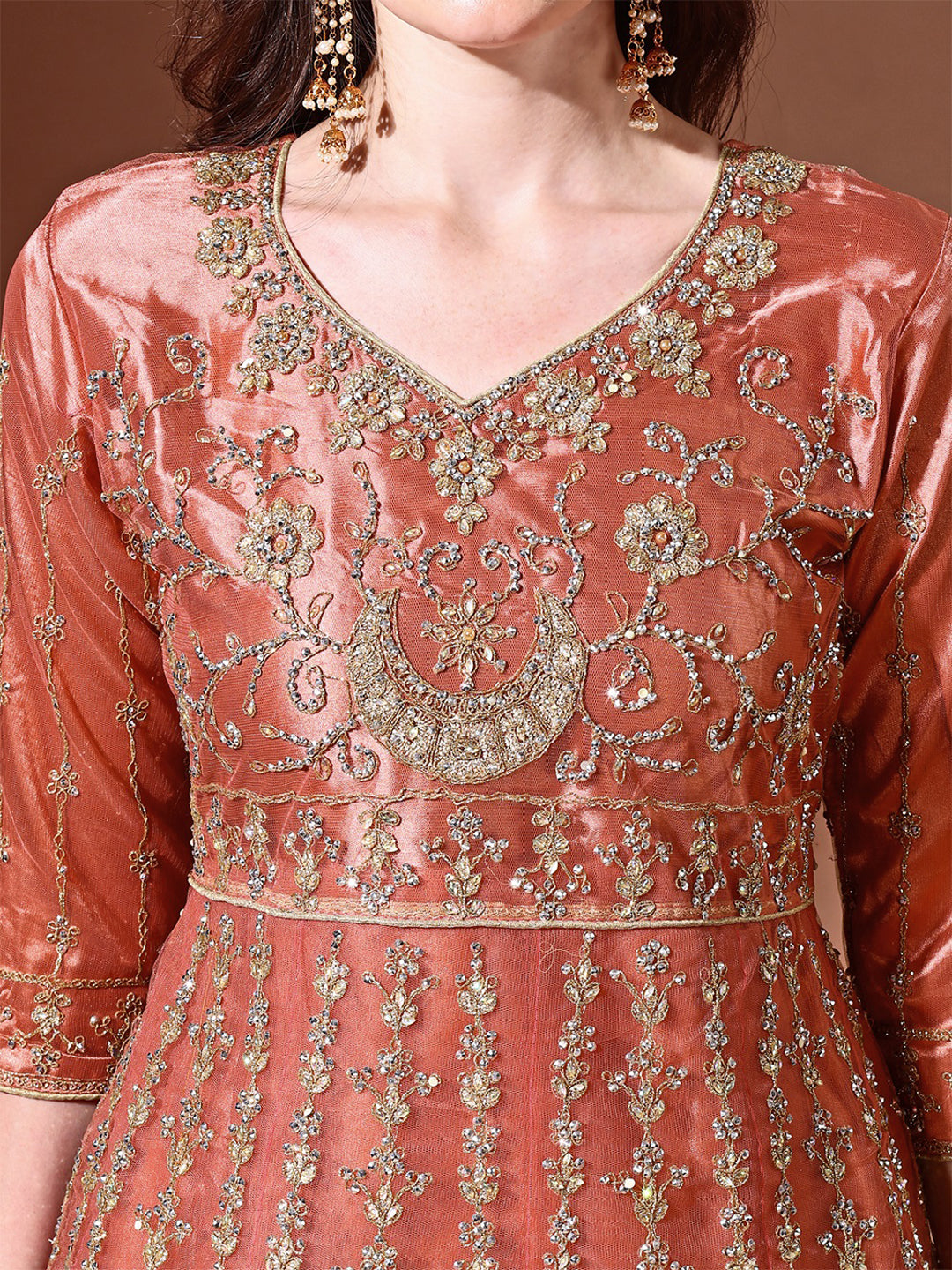 Ahalyaa Embroidered Semi-Stitched Dress Material