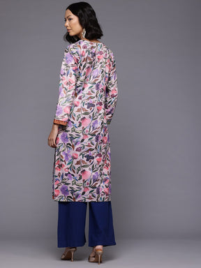 Floral Printed Velvet Kurta