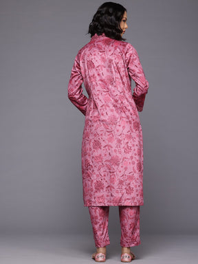 Ahalyaa Floral Printed Sequinned Velvet Kurta with Trousers