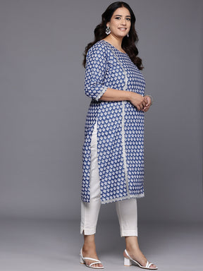 Plus Size Ethnic Motifs Printed Gotta Patti Pure Cotton Kurta