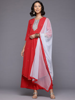 Ethnic Motifs Printed Gotta Patti Kurta With Palazzos & Dupatta