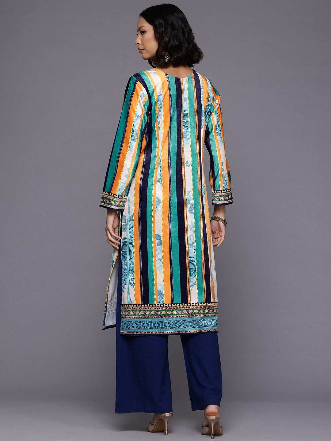 Striped Gotta Patti Velvet Kurta