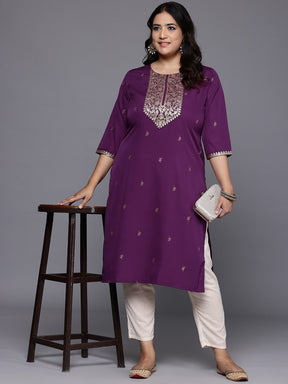 Plus Size Ethnic Motifs Printed Crepe Kurta