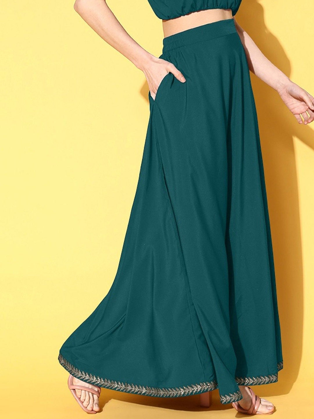 Solid Flared Maxi Skirt