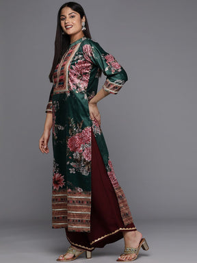 Women Floral Printed Gotta Patti Velvet Kurta