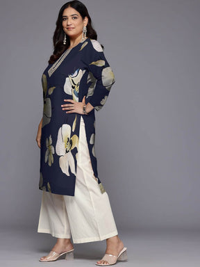 Women Floral Printed Sequinned Floral Georgette Kurta